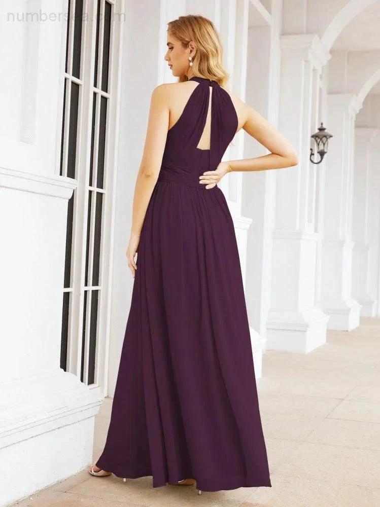 Numbersea Halter Sleeveless Bridesmaid Dresses Long for Party Wedding Evening 28054 by numbersea