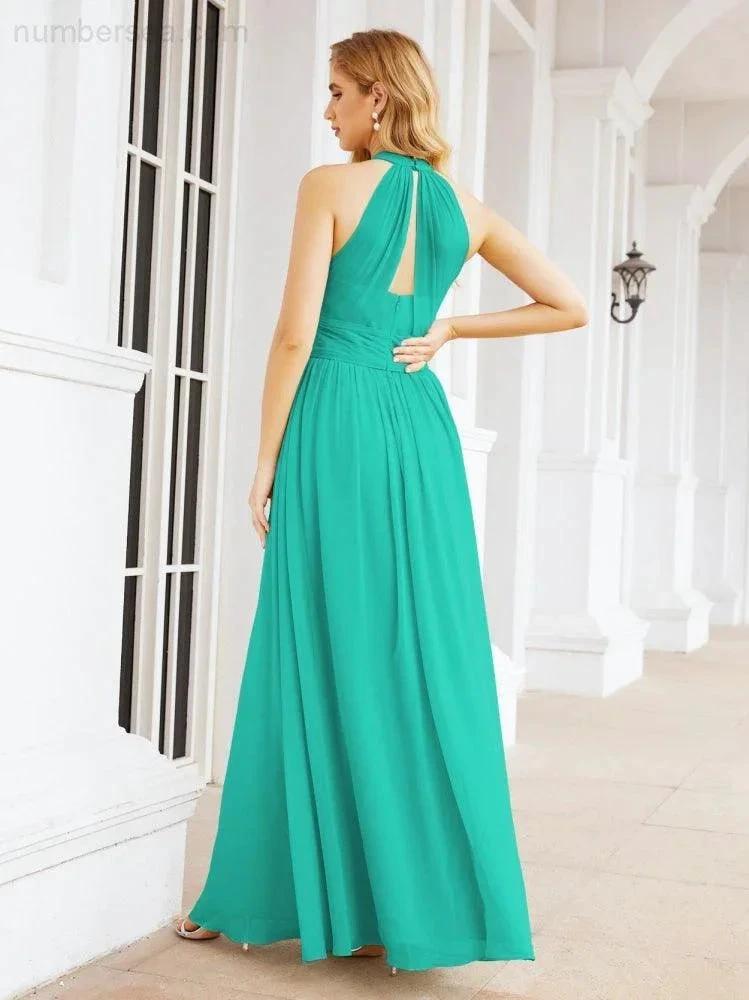 Numbersea Halter Sleeveless Bridesmaid Dresses Long for Party Wedding Evening 28054 by numbersea