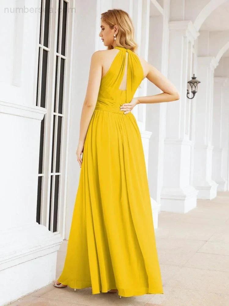 Numbersea Halter Sleeveless Bridesmaid Dresses Long for Party Wedding Evening 28054 by numbersea