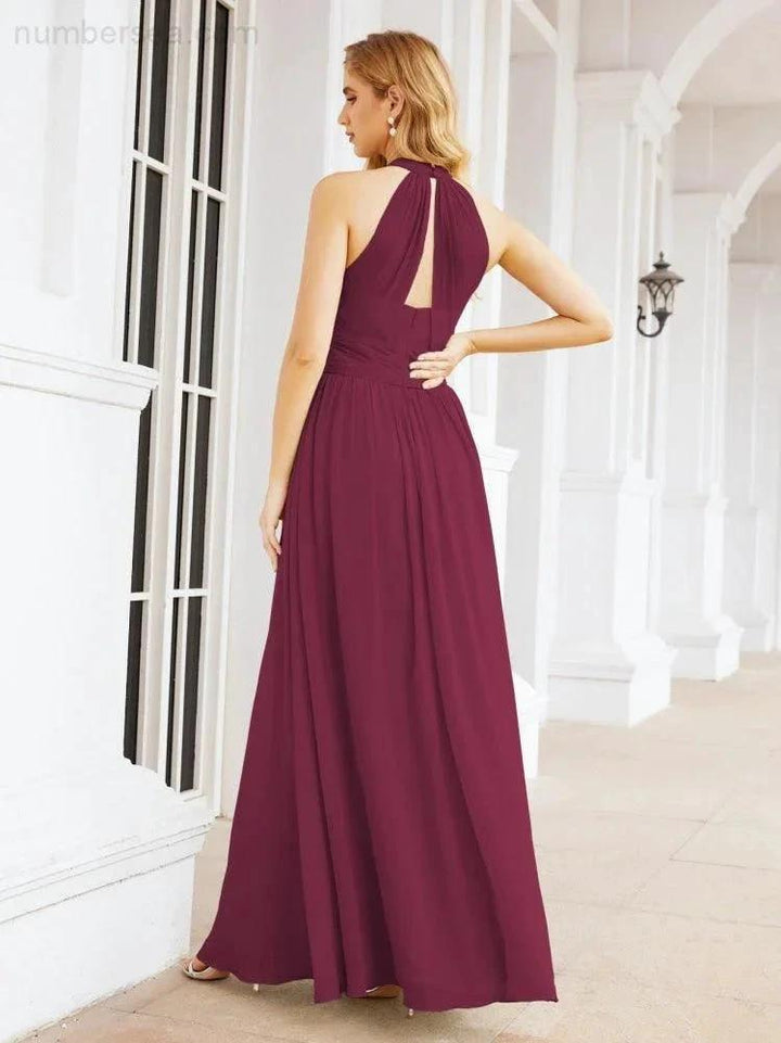 Numbersea Halter Sleeveless Bridesmaid Dresses Long for Party Wedding Evening 28054 by numbersea
