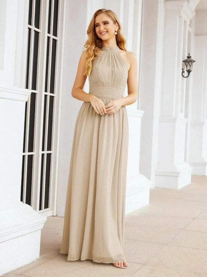Numbersea Halter Sleeveless Bridesmaid Dresses Long for Party Wedding Evening 28054 by numbersea