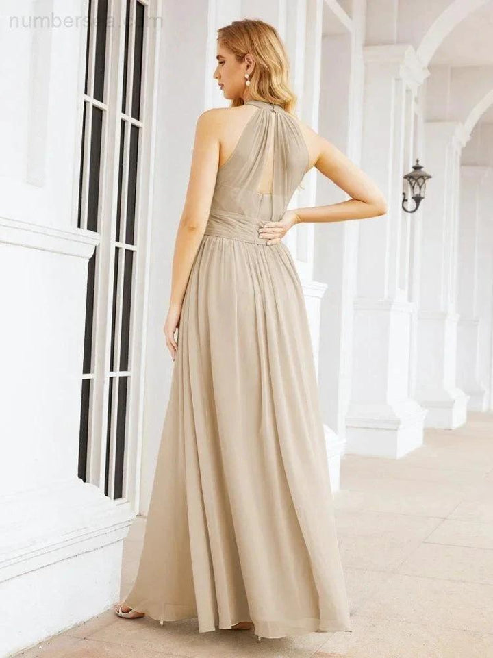 Numbersea Halter Sleeveless Bridesmaid Dresses Long for Party Wedding Evening 28054 by numbersea