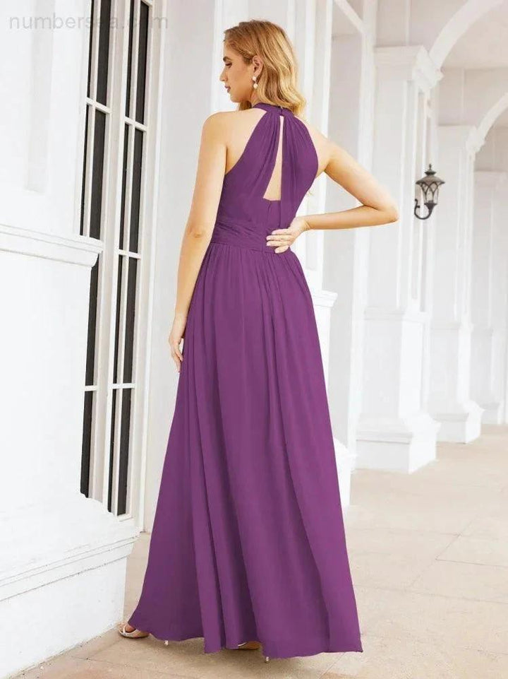 Numbersea Halter Sleeveless Bridesmaid Dresses Long for Party Wedding Evening 28054 by numbersea