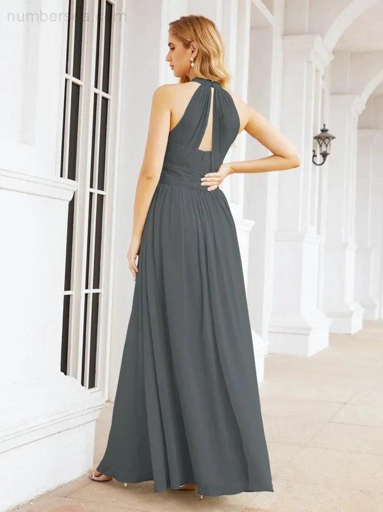 Numbersea Halter Sleeveless Bridesmaid Dresses Long for Party Wedding Evening 28054 by numbersea