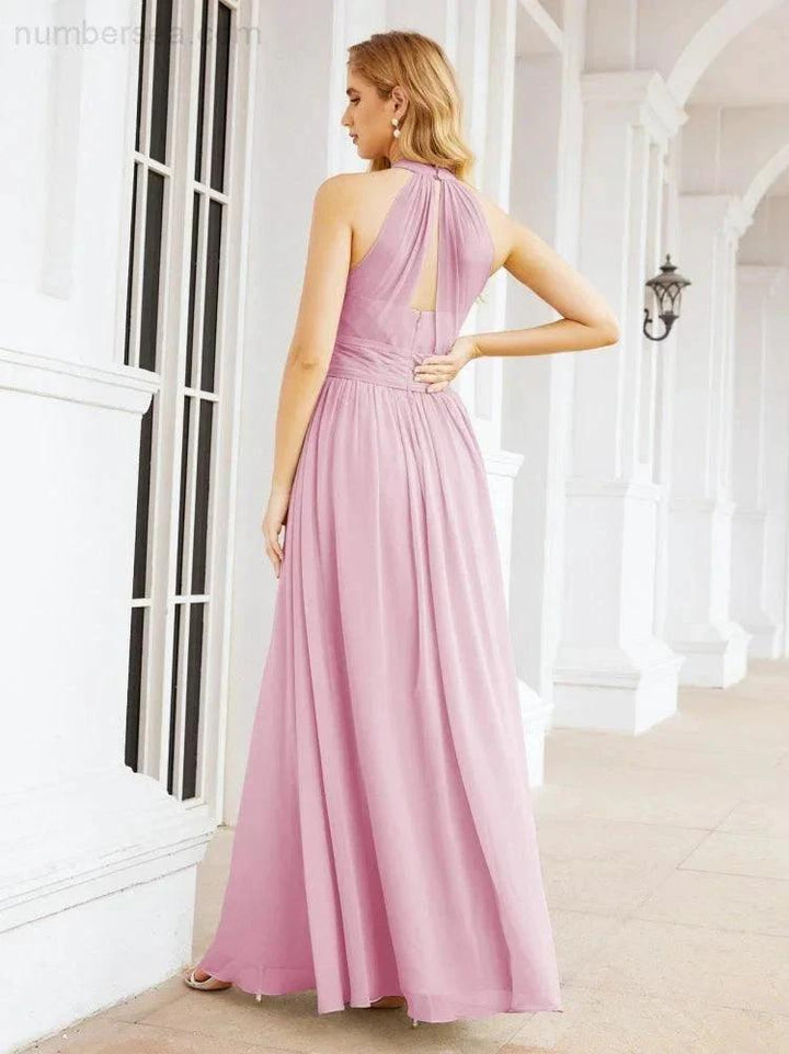 Numbersea Halter Sleeveless Bridesmaid Dresses Long for Party Wedding Evening 28054 by numbersea