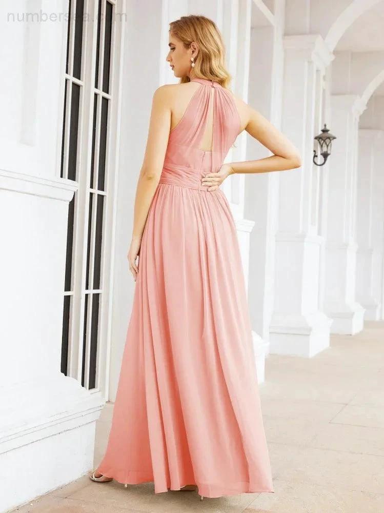 Numbersea Halter Sleeveless Bridesmaid Dresses Long for Party Wedding Evening 28054 by numbersea