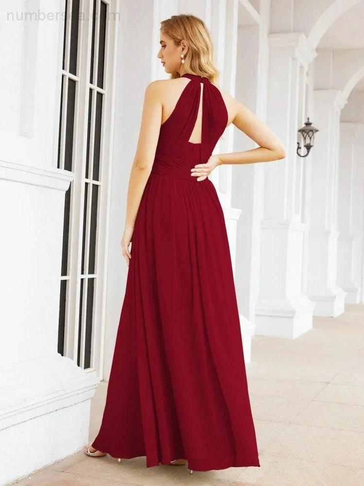 Numbersea Halter Sleeveless Bridesmaid Dresses Long for Party Wedding Evening 28054 by numbersea