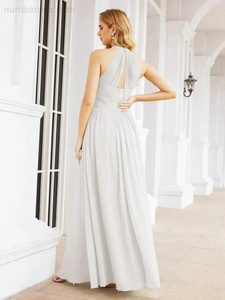 Numbersea Halter Sleeveless Bridesmaid Dresses Long for Party Wedding Evening 28054 by numbersea