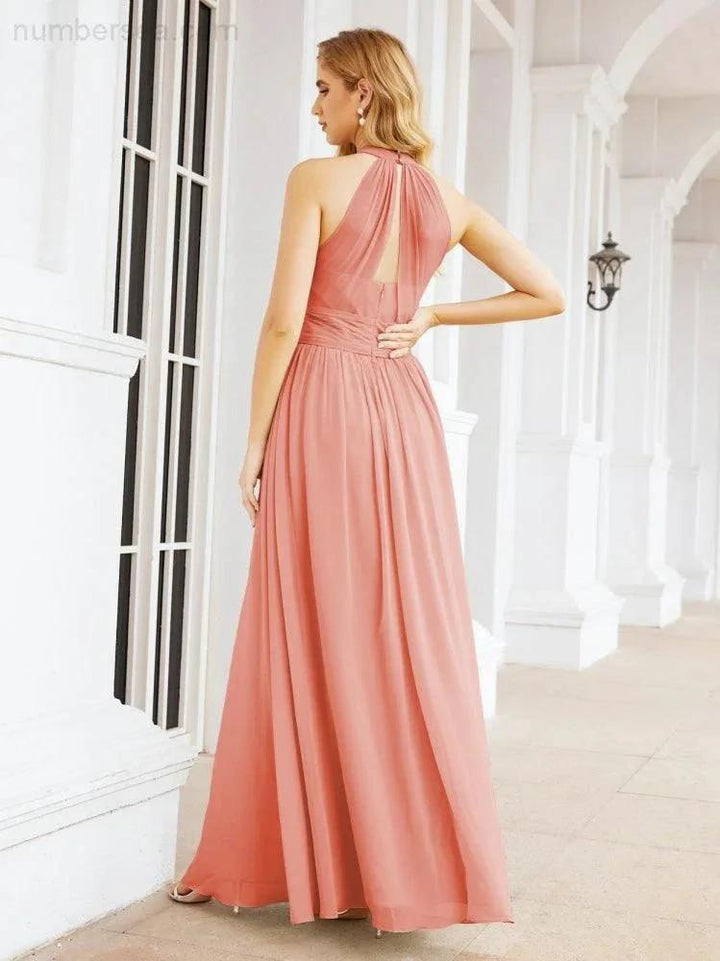 Numbersea Halter Sleeveless Bridesmaid Dresses Long for Party Wedding Evening 28054 by numbersea