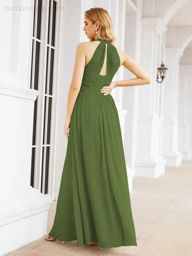 Numbersea Halter Sleeveless Bridesmaid Dresses Long for Party Wedding Evening 28054 by numbersea