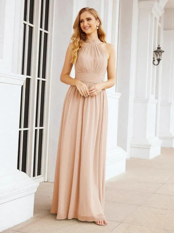 Numbersea Halter Sleeveless Bridesmaid Dresses Long for Party Wedding Evening 28054 by numbersea