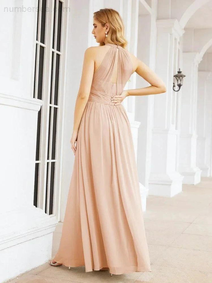 Numbersea Halter Sleeveless Bridesmaid Dresses Long for Party Wedding Evening 28054 by numbersea