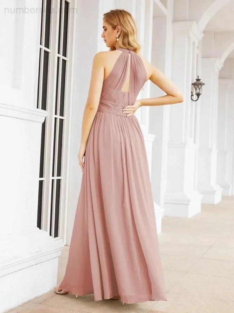 Numbersea Halter Sleeveless Bridesmaid Dresses Long for Party Wedding Evening 28054 by numbersea