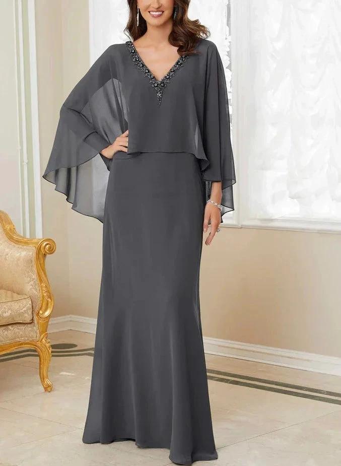A-Line/Princess V-Neck Mother of the Bride Dresses with Beading by Dreamylily