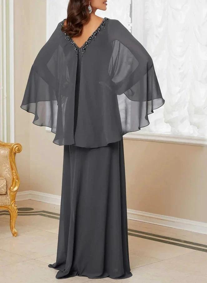 A-Line/Princess V-Neck Mother of the Bride Dresses with Beading by Dreamylily