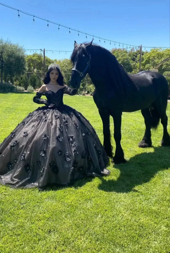 Black Off The Shoulder Ball Gown,Sweet 16 Dress,Quinceanera Dress Y5299 by simplepromdress