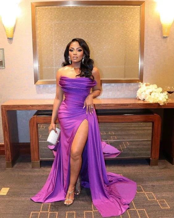 Elegant Purple Sweetheart Satin Evening Dress Purple Dinner Dress Y6694 by simplepromdress