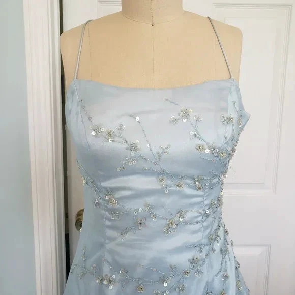 Elegant Ice Blue Sequins Beaded Ball Gown,Tulle Layered A Line Prom Dress Y7931 by simplepromdress