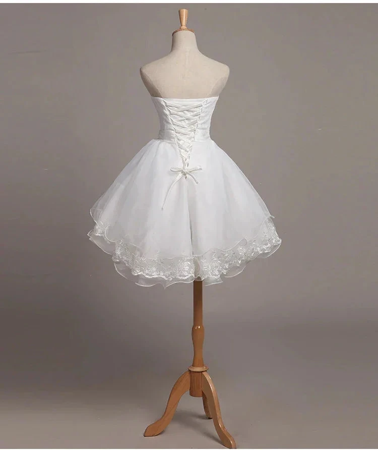 Lovely White Lace and Organza Short Graduation Dress Homecoming Dress Short Teen Formal Dresses Y2088 by simplepromdress