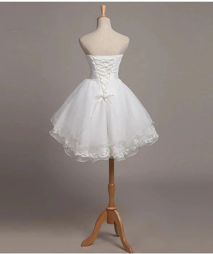 Lovely White Lace and Organza Short Graduation Dress Homecoming Dress Short Teen Formal Dresses Y2088 by simplepromdress