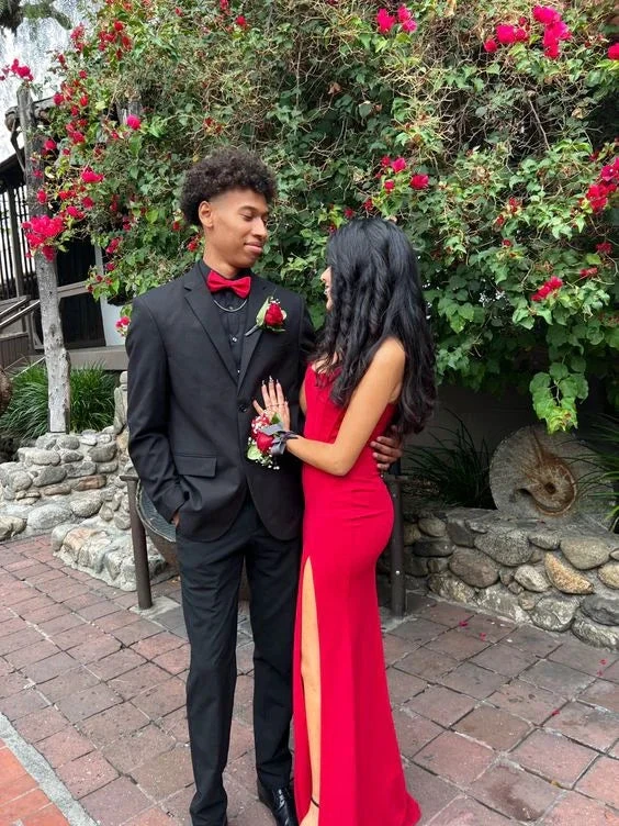 Charming Red Sheath Prom Dress With Split Red Evening Gown Y6543 by simplepromdress