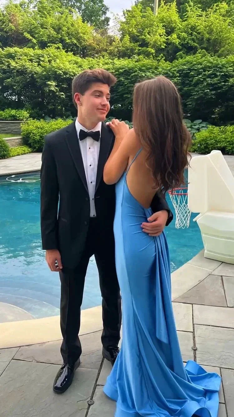 Atlantic Blue Mermaid Backless Prom Dress Elegant Evening Dress Y303 by simplepromdress
