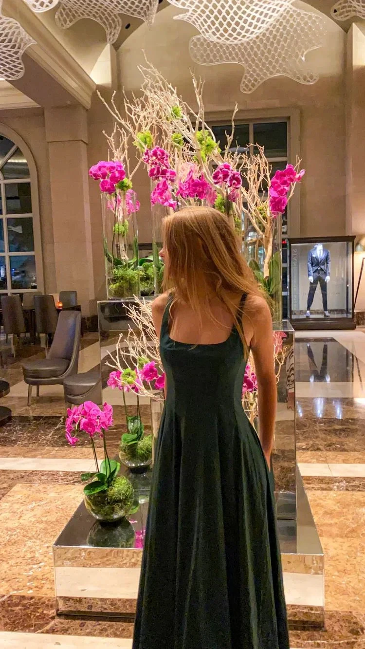 A-line Square Neckline Green Evening Dress Modest Formal Gown Y692 by simplepromdress