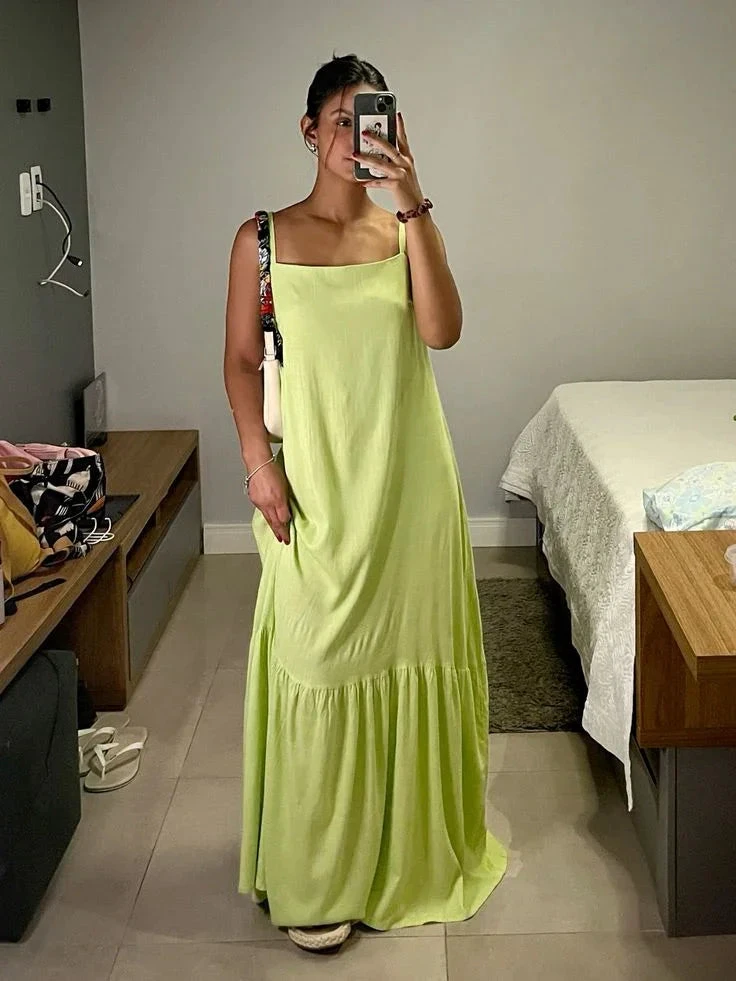 Simple Green Straps Long Evening Dress Green Maxi Dress Y6938 by simplepromdress