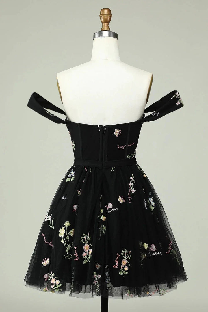Cute A Line Sweetheart Purple Short Homecoming Dress with Embroidery by WEDTREND