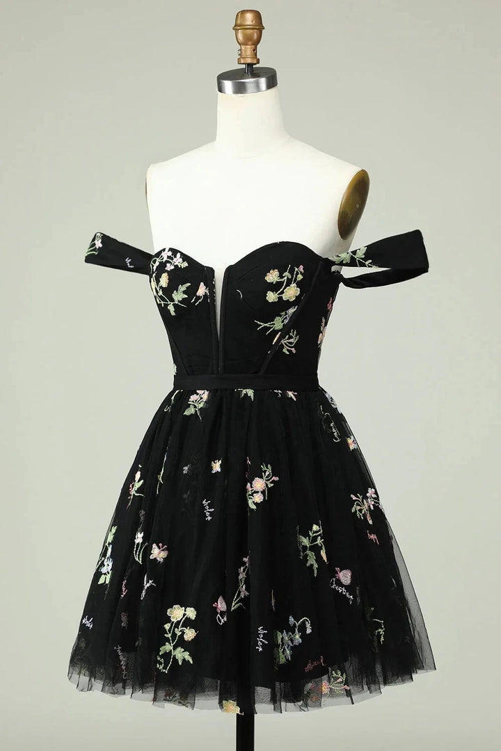 Cute A Line Sweetheart Purple Short Homecoming Dress with Embroidery by WEDTREND