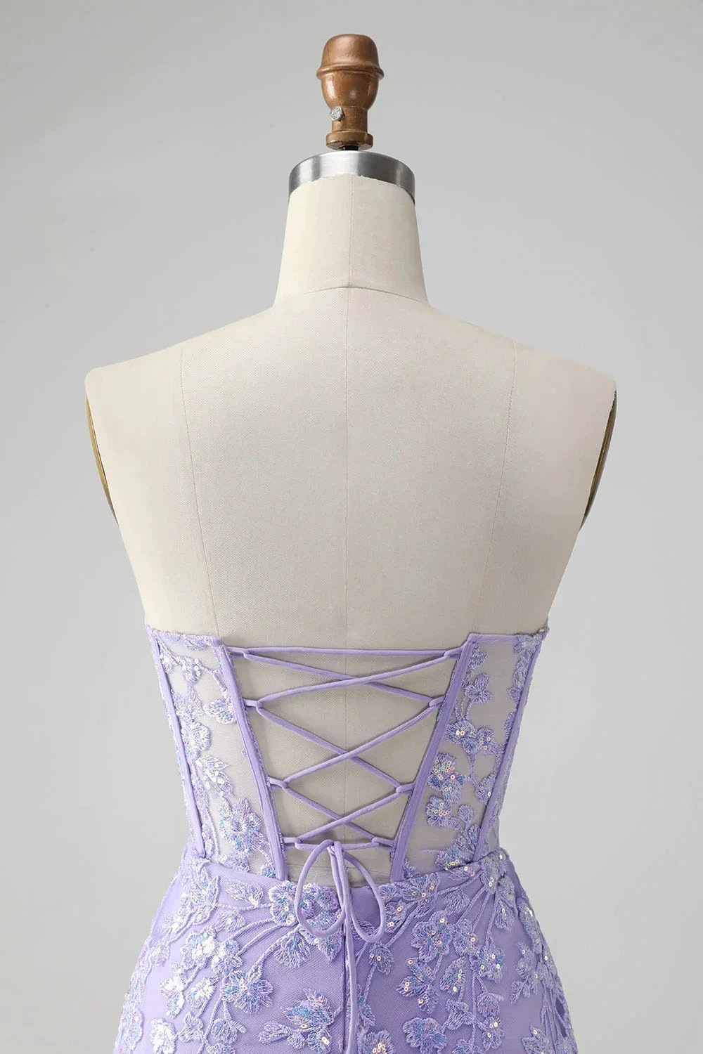 Classy Lilac Bodycon Sweetheart Corset Short Homecoming Dress with Sequins by WEDTREND