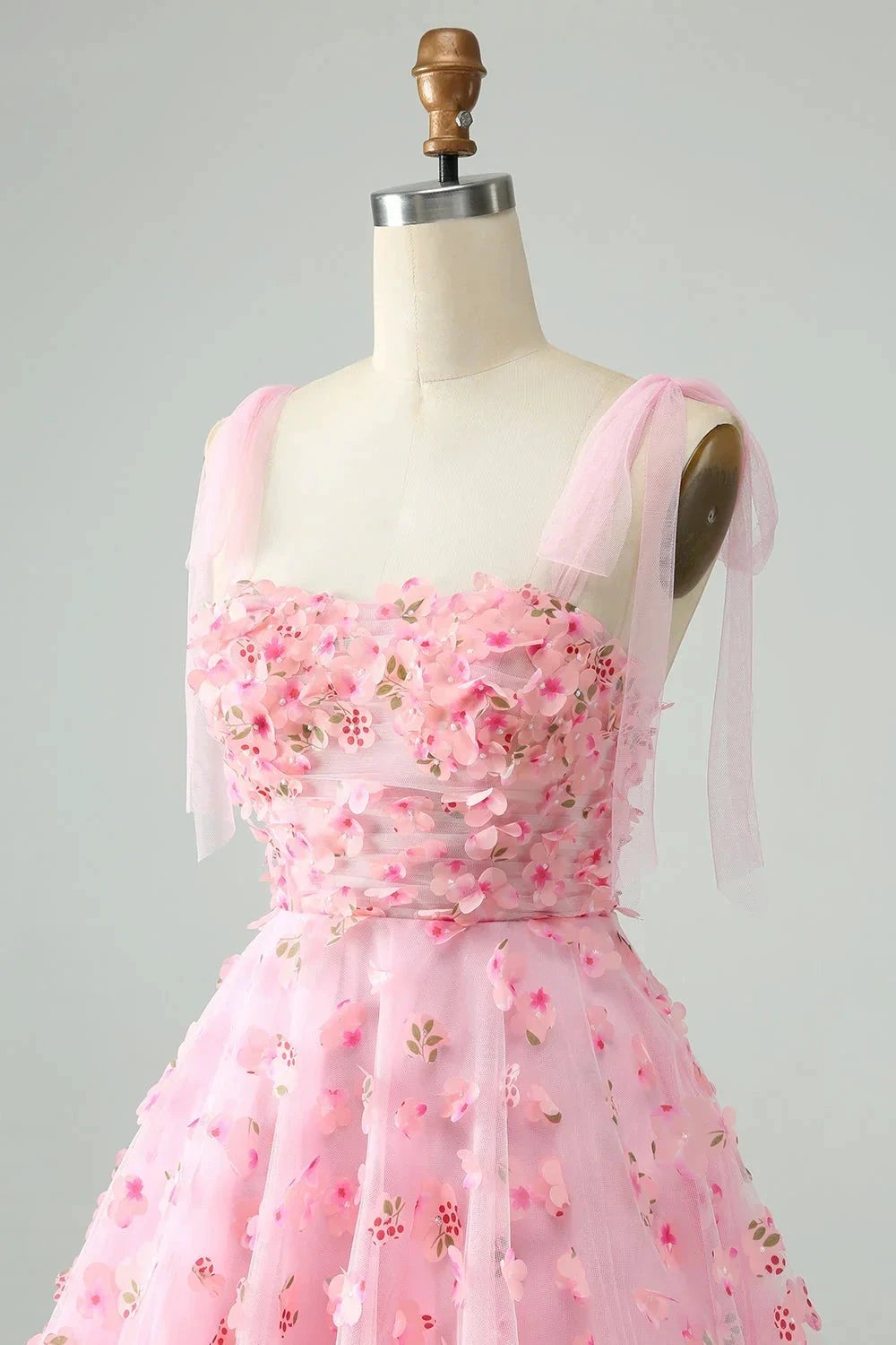 Cute Pink A Line Pearls Corset Short Homecoming Dress with Appliques Flower by WEDTREND
