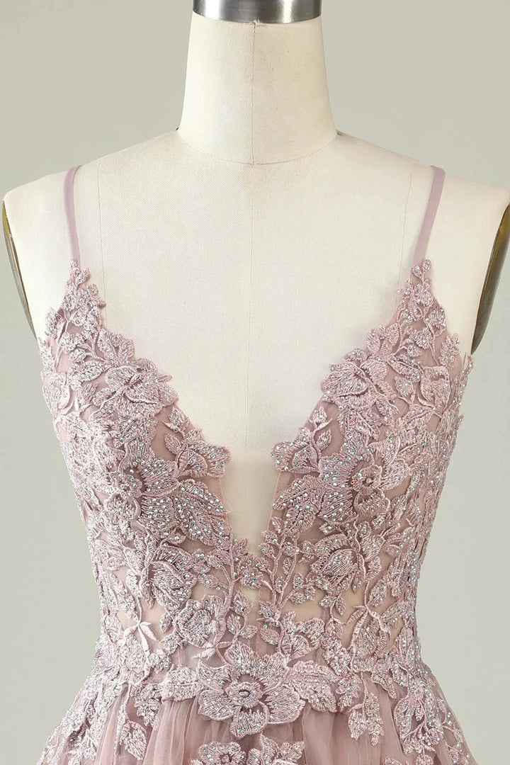 Blush A Line Spaghetti Straps Short Homecoming Dress with Appliques by WEDTREND
