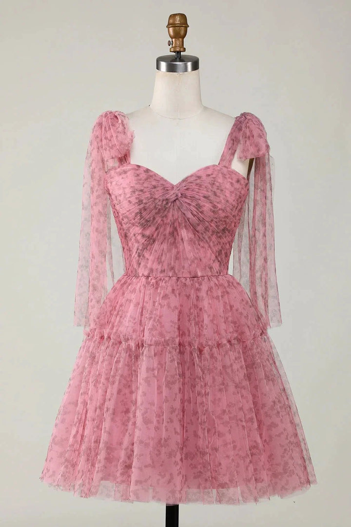 Blush A-Line PrintedShort Tulle Homecoming Dress by WEDTREND