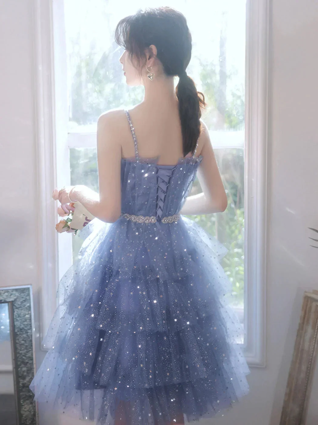 Short Puffy Blue Prom Dress Tulle Short Blue Puffy Homecoming Dress Y2620 by simplepromdress