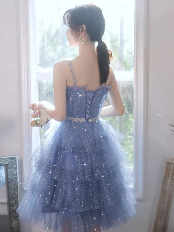 Short Puffy Blue Prom Dress Tulle Short Blue Puffy Homecoming Dress Y2620 by simplepromdress