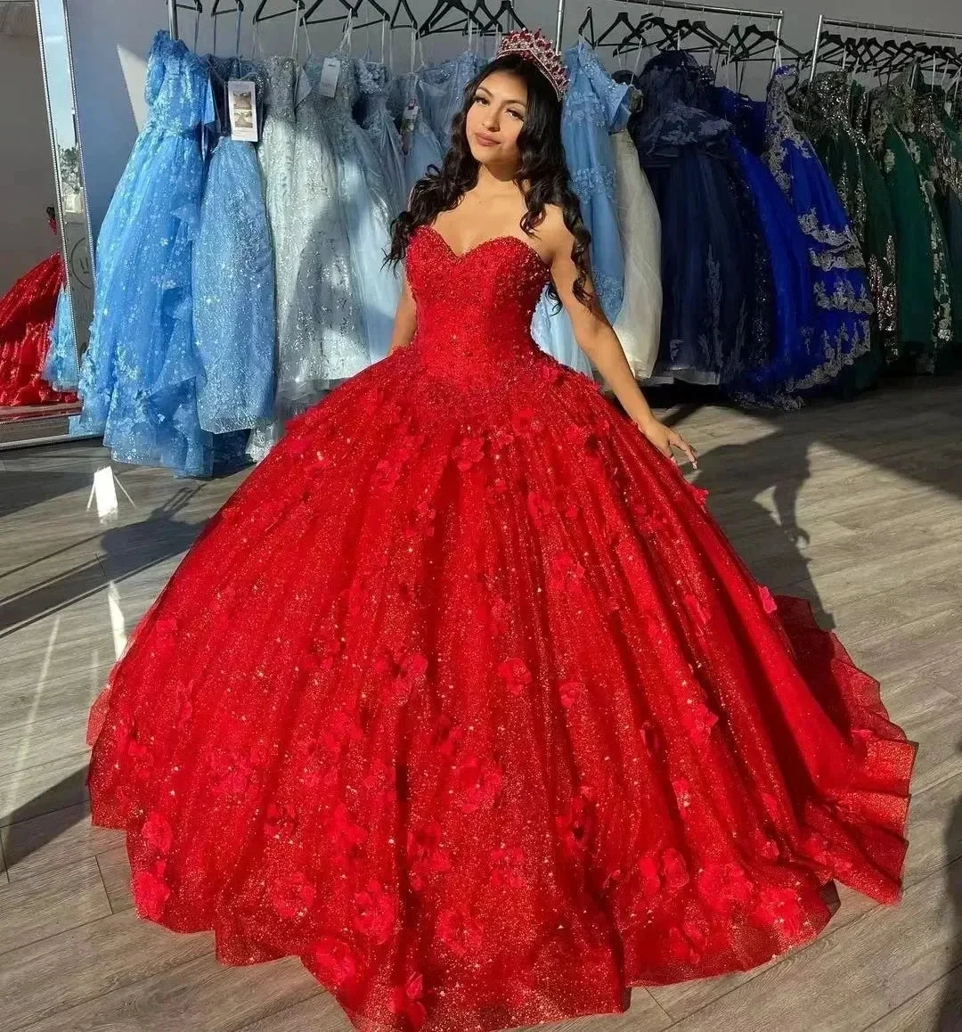 Elegant Red Ball Gown Quinceanera prom Dress For Sweet 16 Y2059 by simplepromdress
