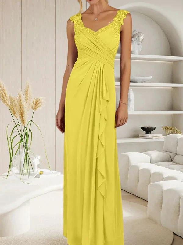 Champagne A-Line Sweetheart Neckline Pleated Mesh Dress by Dreamylily