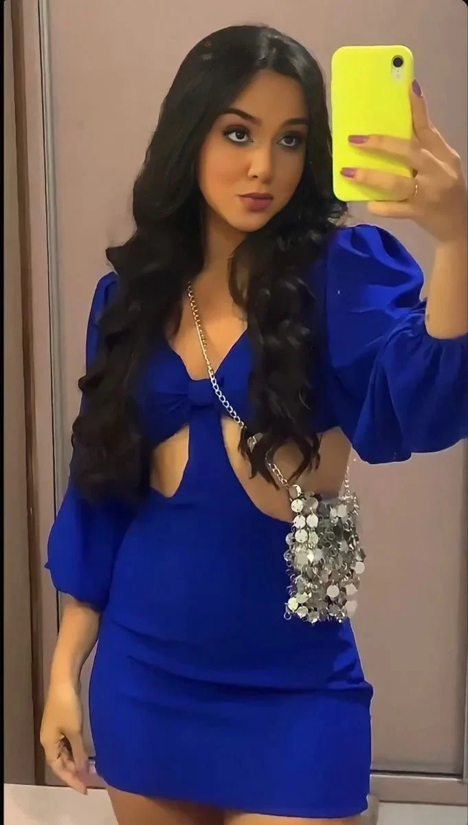 Royal Blue Waist Cut Out Homecoming Dress Women&