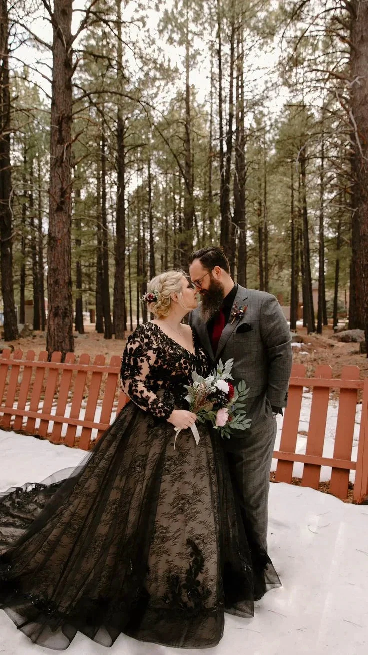 Glamorous Black Lace Wedding Dress,Gothic Bridal Gown Y7353 by simplepromdress
