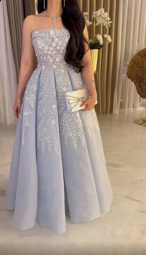 Charming Strapless A-line Evening Dress With Appliques Y5962 by simplepromdress