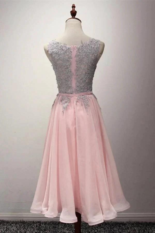 A-Line Appliques Ribbons Scoop Knee-Length Homecoming Dress PG145 by pgmdress