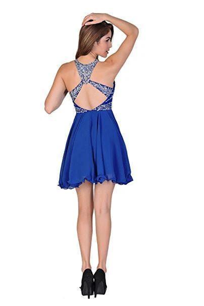 A Line Chiffon Blue Homecoming Dresses Short Prom Dresses PG090 by pgmdress