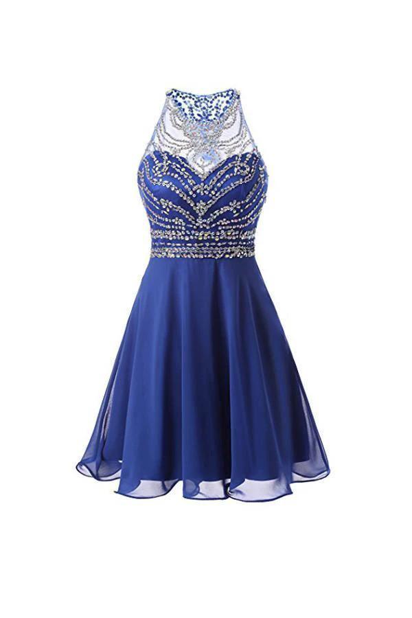 A Line Chiffon Blue Homecoming Dresses Short Prom Dresses PG090 by pgmdress