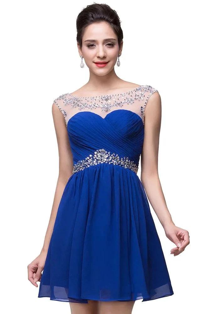 A-line Crystal Jewel Chiffon Party Dress by misshow.com