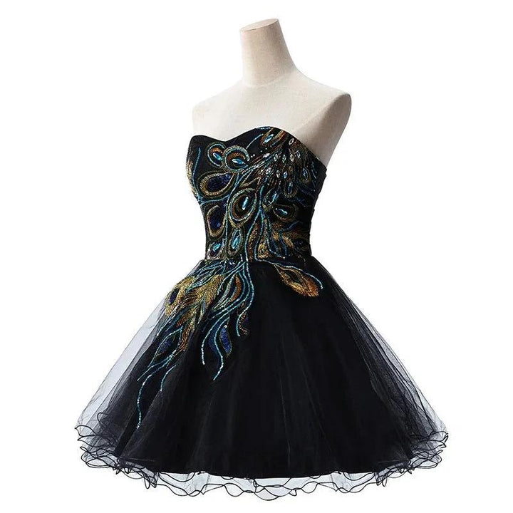 A-line Embroidery Strapless Tulle Prom Dress by misshow.com