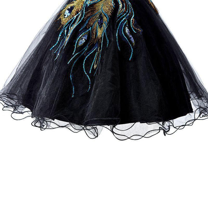 A-line Embroidery Strapless Tulle Prom Dress by misshow.com