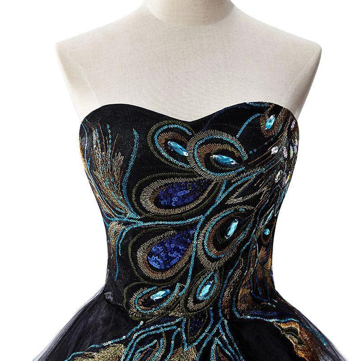 A-line Embroidery Strapless Tulle Prom Dress by misshow.com