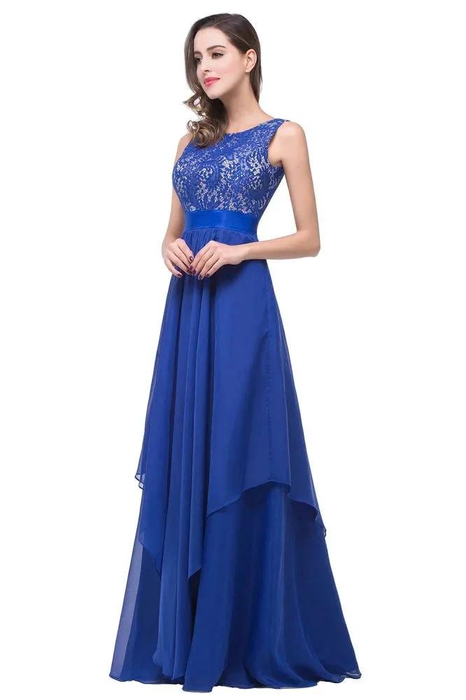 A-line Floor-length Chiffon Lace Evening Dress by misshow.com