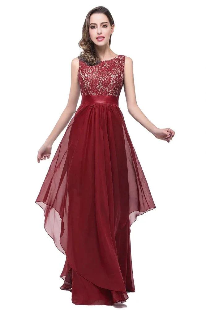 A-line Floor-length Chiffon Lace Evening Dress by misshow.com